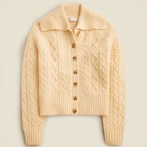 J. Crew Women's Tan Collared Cable Knit Cardigan